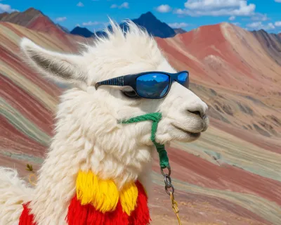 Llamas en la Montaña de Colores