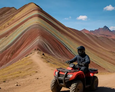 Cuatrimoto en la montaña de colores