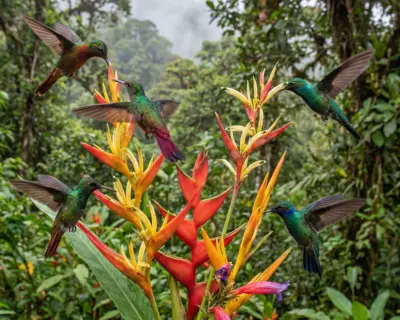 Colibríes en el jardín del Mirador Pico de Hoz