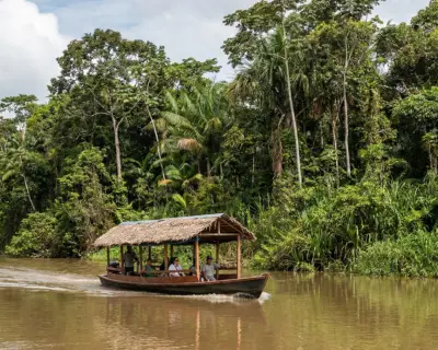 Navegación en el río Alto Madre de Dios rodeado de selva